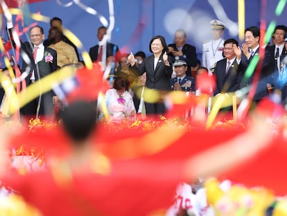 La presidenta de Taiwán, Tsai Ing-wen, durante la celebración del Día Nacional este martes en Taipéi.