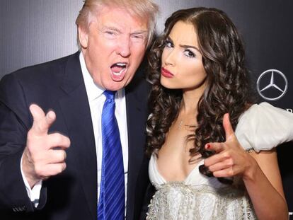 Donald Trump con Miss Universo 2012, Olivia Culpo, en el concurso de belleza de 2013 celebrado en Moscú.