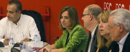 Carme Chacón, Celestino Corbacho (izquierda) y José Zaragoza.