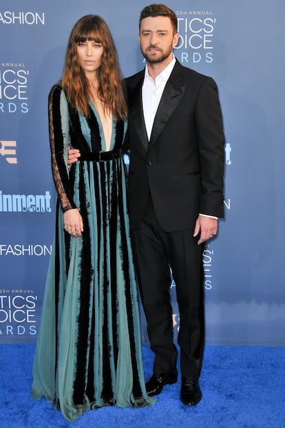 Justin Timberlake y Jessica Biel, con vestido de Elie Saab.