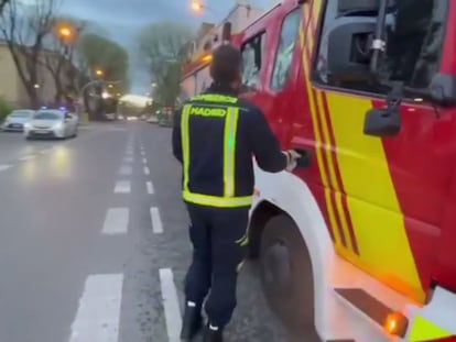 Captura del vídeo grabado por Integral Formación usando un camión de bomberos del Ayuntamiento de Madrid.