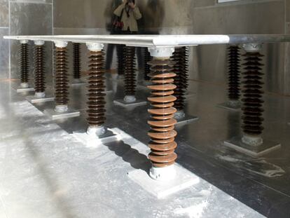 Parte de la maqueta de la Fuente de Neutrones instalada el pasado mes de marzo en Zamudio.