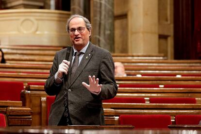 El presidente de la Generalitat, Quim Torra, este viernes en el Parlament. EFE/Job Vermeulen