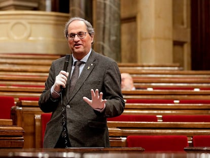 El presidente de la Generalitat, Quim Torra, este viernes en el Parlament. EFE/Job Vermeulen