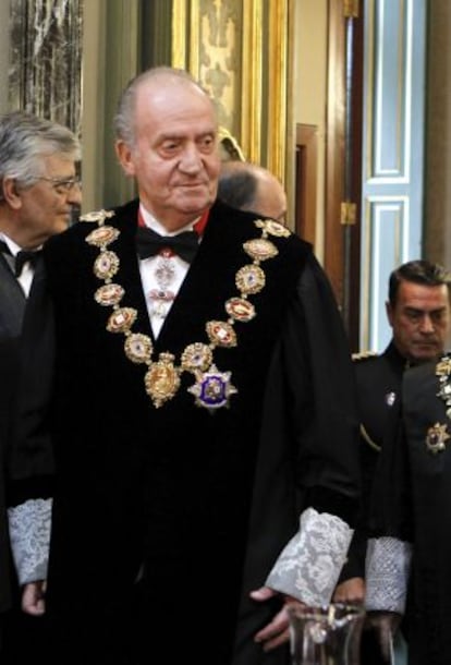 Spain&#039;s King Juan Carlos takes part in a ceremony at the Supreme Court in Madrid on Tuesday.