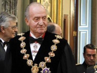 Spain&#039;s King Juan Carlos takes part in a ceremony at the Supreme Court in Madrid on Tuesday.