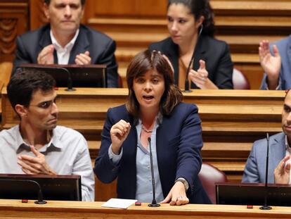 Catarina Martins, coordinadora del Bloco de Esquerda, durante un debate parlamentario en Lisboa.