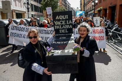 Manifestación de los letrados de la administración de Justicia, en Madrid.