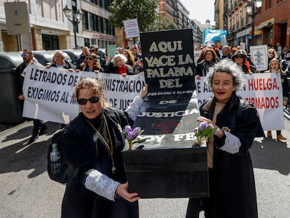 Manifestación de los letrados de la administración de Justicia, en Madrid.