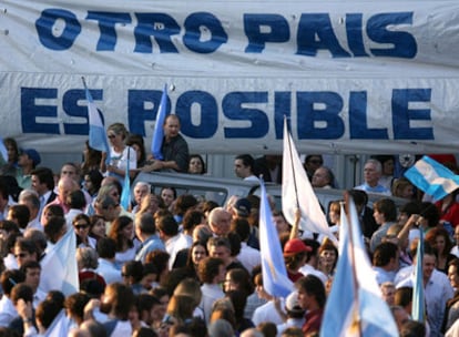 Aspecto de una de las manifestaciones en apoyo a los productores agropecuarios, en Buenos Aires