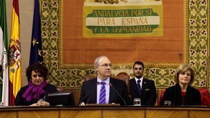 Juan Pablo Dur&aacute;n, en la presidencia del Parlamento durante un pleno.