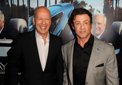 Bruce Willis and Sylvester Stallone, at a Los Angeles premiere in 2011.
