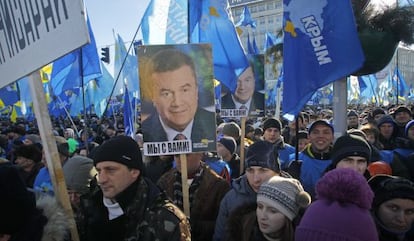 Manifestaci&oacute;n en favor del presiente Yanuk&oacute;vich.