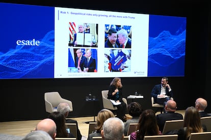  Alicia García Herrero, economista e investigadora sénior del `think tank' económico Bruegel, durante el evento ‘El impacto de la geopolítica en la agenda del Consejo de Administración’, en el campus de Esade en Madrid.