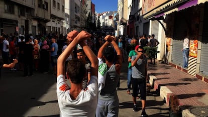 Manifestantes en Alhucemas, en julio de 2017.