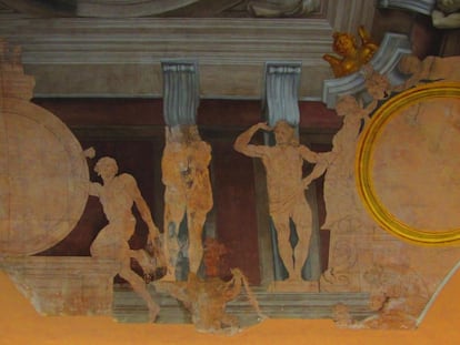 Detalle de la obra inacabada de Mengs que puede verse estos días de forma excepcional en el Palacio de Aranjuez.