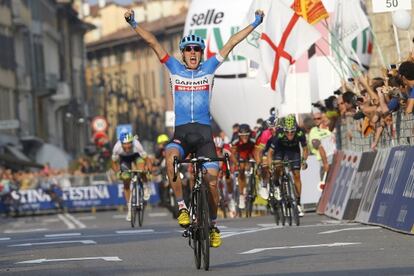 Martin celebra su triunfo en Bérgamo.