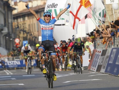 Martin celebra su triunfo en Bérgamo.