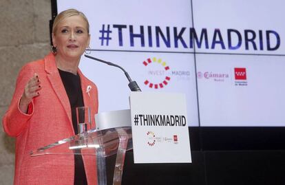 Cifuentes durante la presentación ayer de Think Madrid.