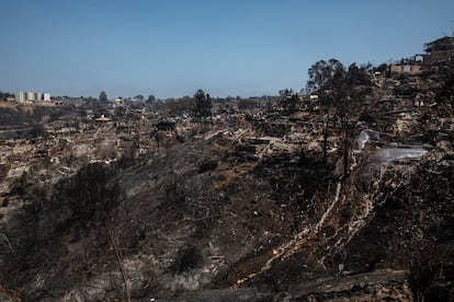 La población de El Olivar tras el incendio.