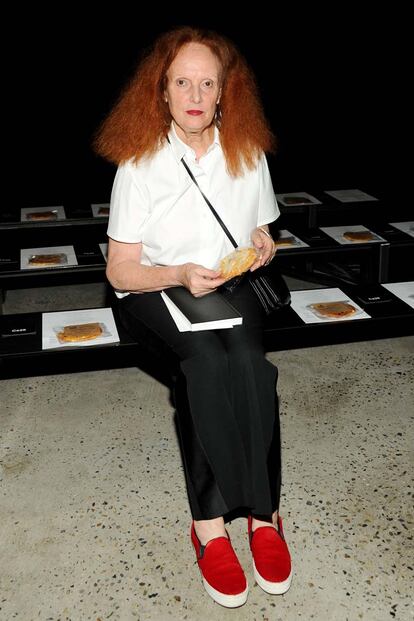 Grace Coddington, una de las ms esperadas en cualquier semana de la moda, en el desfile de Band Of Outsiders.