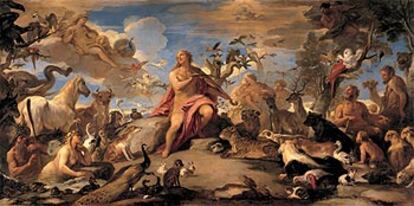 El cuadro <i>Orfeo tocando entre los animales</i>, de Luca Giordano, hacia 1697 (Patrimonio Nacional).