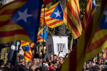 Acto unitario de las fuerzas independentistas en Barcelona para conmemorar el quinto aniversario del referéndum del 1-O.