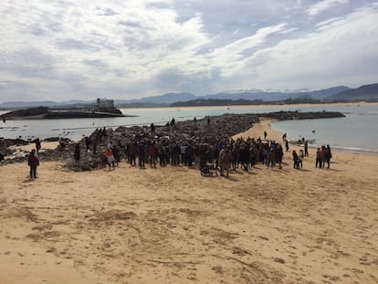 Una de las protestas contra los espigones de playa de la Magdalena, en Santander.