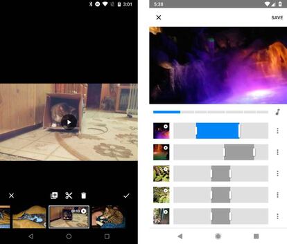 Antes y después del editor de vídeo de Google Fotos