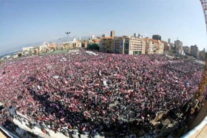 La plaza de los Mártires de Beirut, ayer, durante una manifestación contra la presencia siria en Líbano.