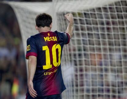 Leo Messi celebra un gol ante el Granada 