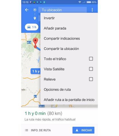 Añadir parada en Google Maps