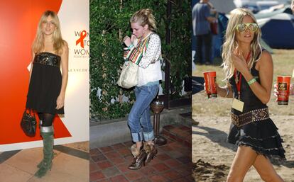 Sienna Miller con diferentes looks que definieron el boho chic.