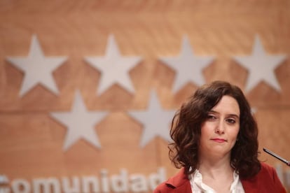 Isabel Díaz Ayuso, tras el consejo de Gobierno del miércoles.