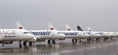Aviones de Spanair en el aeropuerto de El Prat.