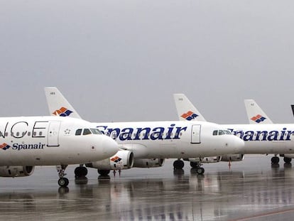 Aviones de Spanair en el aeropuerto de El Prat.