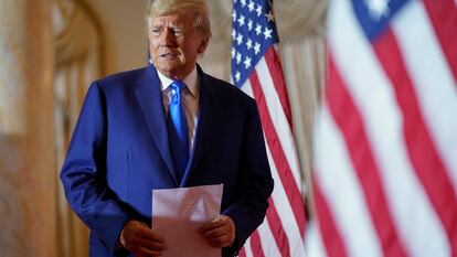 Former President Donald Trump arrives to speak at Mar-a-Lago on Election Day, Nov. 8, 2022, in Palm Beach, Florida.