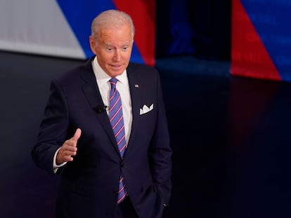 Joe Biden, durante una intervención en un acto organizado por la CNN este jueves, en Baltimore (Maryland).