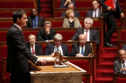 Manuel Valls, este martes, en la Asamblea Nacional de Francia.
