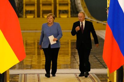 Angela Merkel y Vladimir Putin