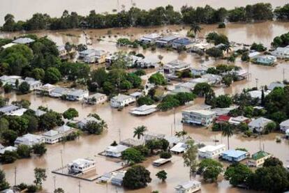 Una barriada anegada en la ciudad de Rockhampton (Australia)