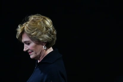 Evelyn Matthei durante el debate electoral del 10 de septiembre 2025 en Santiago.