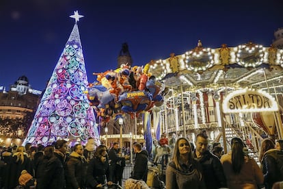 Ambiente navideño en el centro de Valencia.