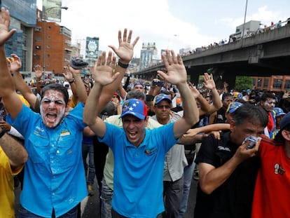 Capriles na quinta-feira em uma manifestação de protesto em Caracas.