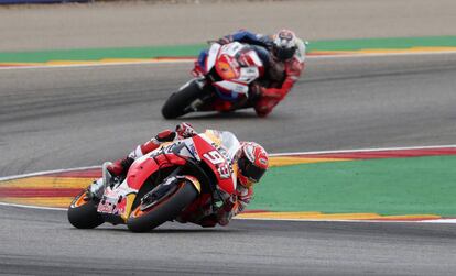 Marc Márquez durante la carrera de MotoGP del Gran Premio de Aragón.