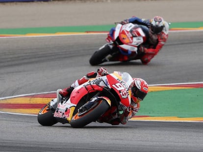 Marc Márquez durante la carrera de MotoGP del Gran Premio de Aragón.