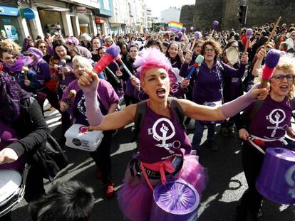 Feministas gallegas el pasado fin de semana en un acto previo al 8M.