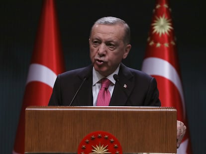 El presidente de Turquía, Recep Tayyip Erdogan, durante una intervención en Ankara el viernes.