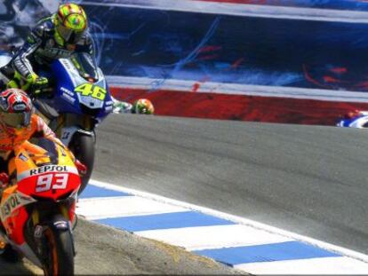 Adelantamiento de Márquez a Rossi en el GP de EE UU.