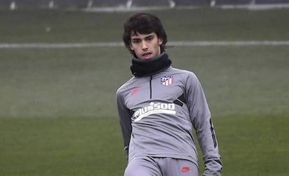 João Félix, durante el último entrenamiento del Atlético.